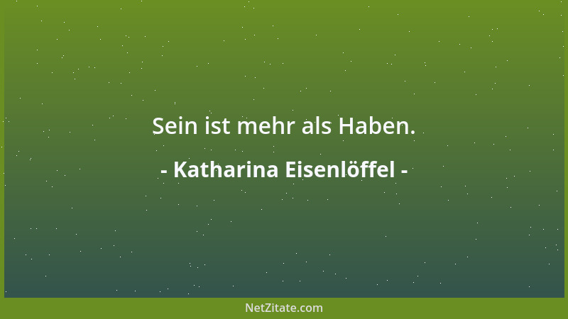 Katharina Eisenlöffel - Sein ist mehr als Haben....