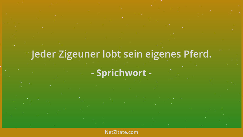 Sprichwort - Jeder Zigeuner lobt sein eigenes Pferd....