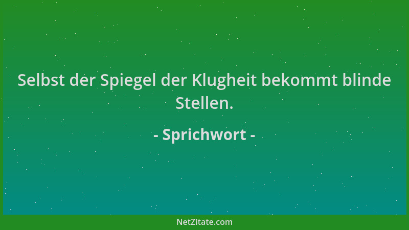Sprichwort - Selbst der Spiegel der Klugheit bekommt blinde Stellen....