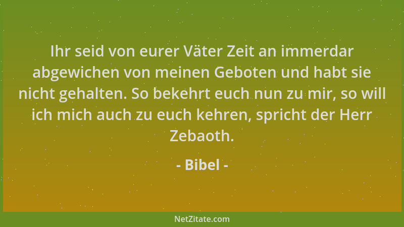 Bibel - Ihr seid von eurer Väter Zeit an immerdar abgewichen von meinen Geboten und habt sie nicht gehalten. So bekehrt euc...