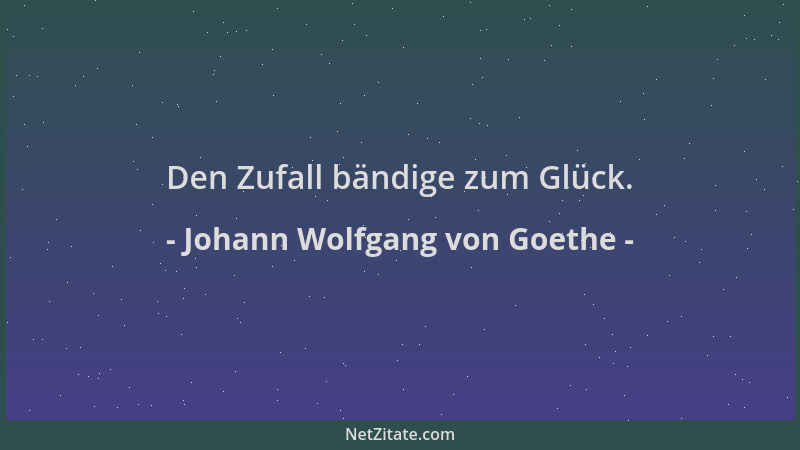Johann Wolfgang von Goethe - Den Zufall bändige zum Glück....