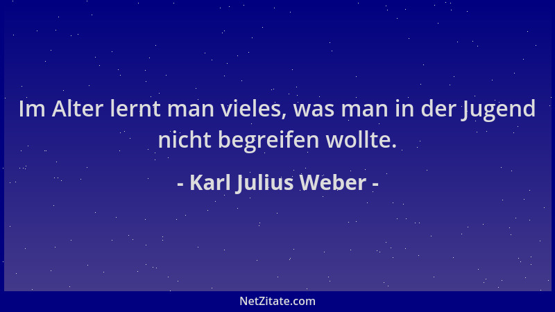Karl Julius Weber - Im Alter lernt man vieles, was man in der Jugend nicht begreifen wollte....