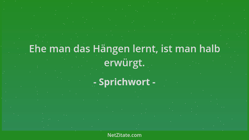 Sprichwort - Ehe man das Hängen lernt, ist man halb erwürgt....