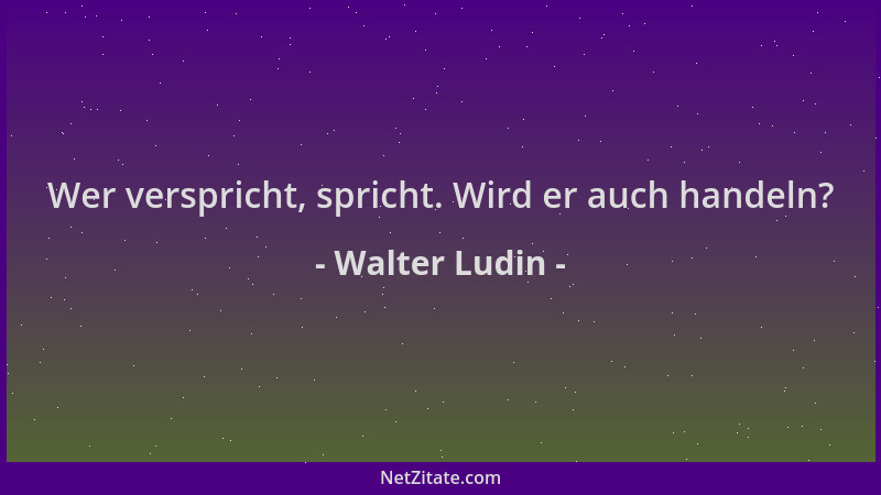 Walter Ludin - Wer verspricht, spricht. Wird er auch handeln?...