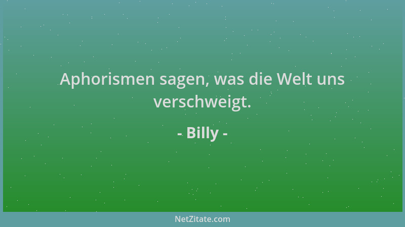 Billy - Aphorismen sagen, was die Welt uns verschweigt....