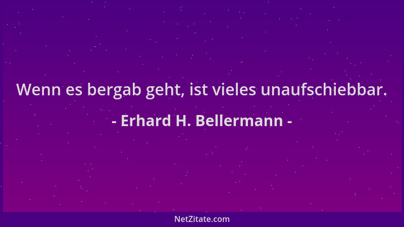 Erhard H. Bellermann - Wenn es bergab geht, ist vieles unaufschiebbar....
