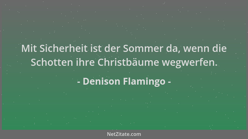 Denison Flamingo - Mit Sicherheit ist der Sommer da, wenn die Schotten ihre Christbäume wegwerfen....