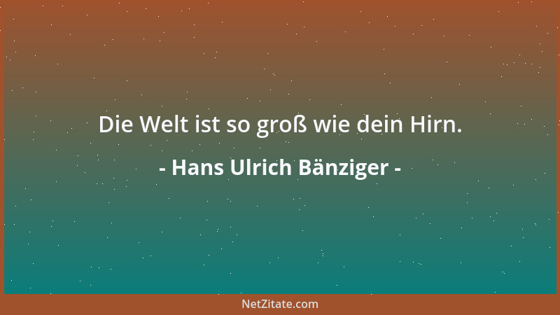 Hans Ulrich Bänziger - Die Welt ist so groß wie dein Hirn....