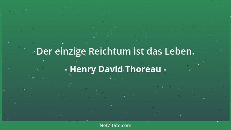 Henry David Thoreau - Der einzige Reichtum ist das Leben....