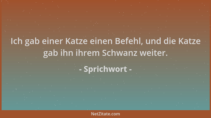 Sprichwort - Ich gab einer Katze einen Befehl, und die Katze gab ihn ihrem Schwanz weiter....