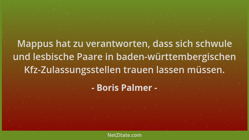 Boris Palmer - Mappus hat zu verantworten, dass sich schwule und lesbische Paare in baden-württembergischen Kfz-Zulassungss...