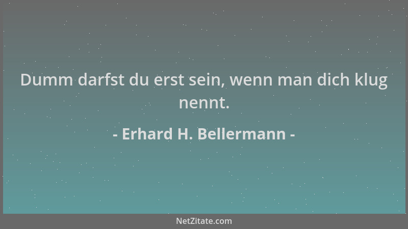 Erhard H. Bellermann - Dumm darfst du erst sein, wenn man dich klug nennt....