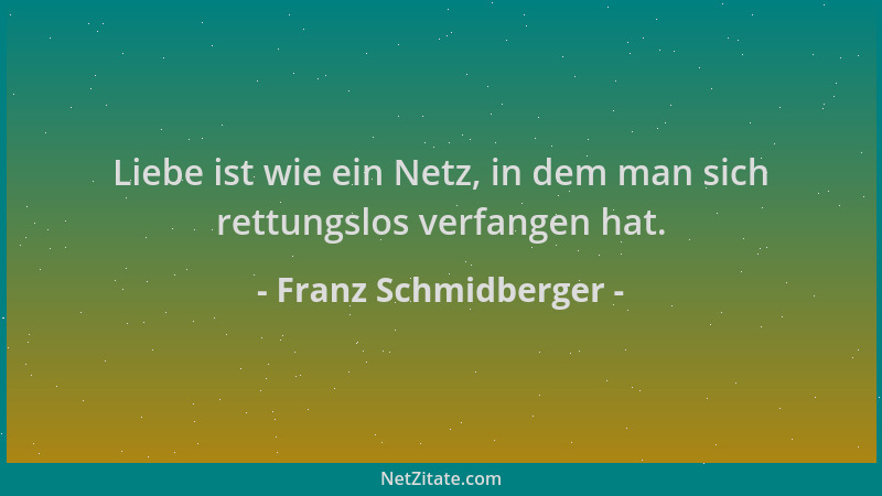 Franz Schmidberger - Liebe ist wie ein Netz, in dem man sich rettungslos verfangen hat....
