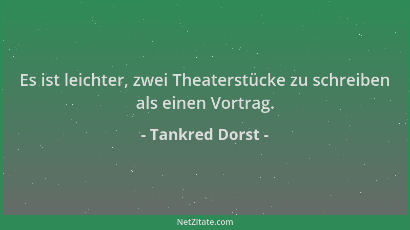 Tankred Dorst - Es ist leichter, zwei Theaterstücke zu schreiben als einen Vortrag....