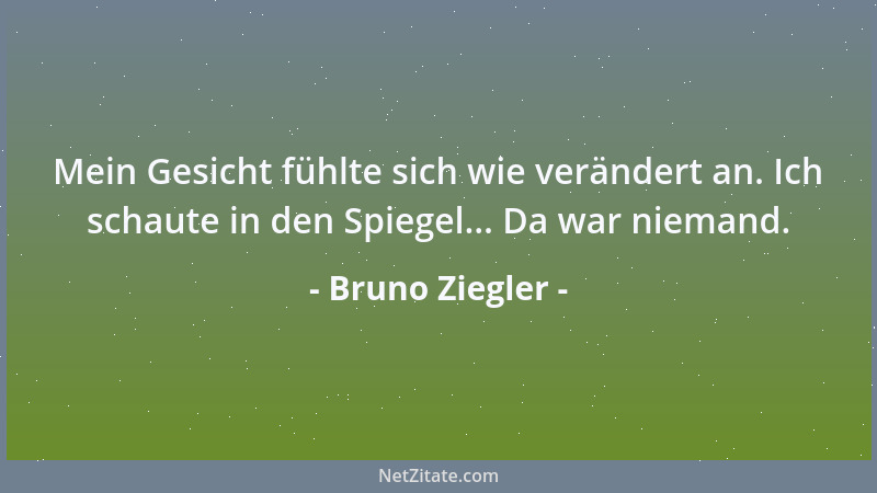 Bruno Ziegler - Mein Gesicht fühlte sich wie verändert an. Ich schaute in den Spiegel... Da war niemand....
