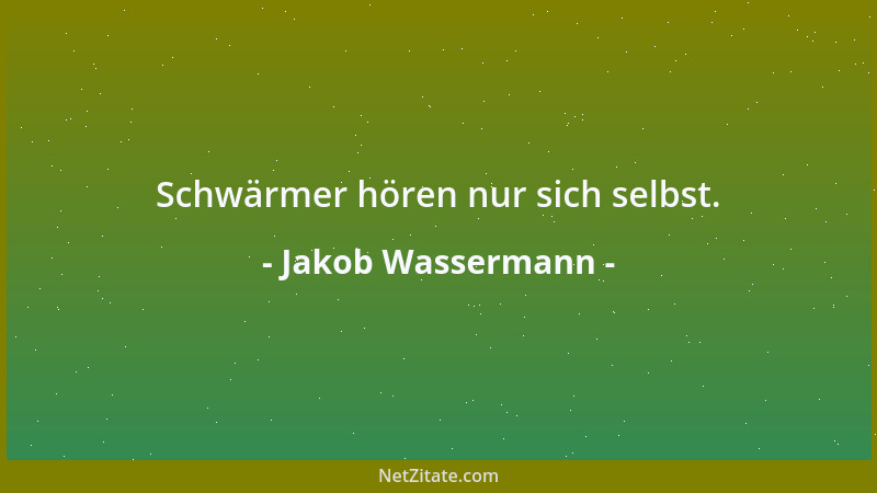 Jakob Wassermann - Schwärmer hören nur sich selbst....