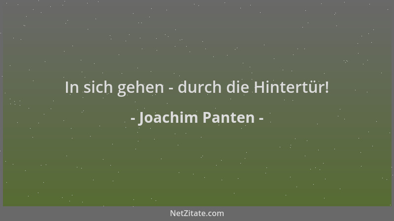 Joachim Panten - In sich gehen - durch die Hintertür!...