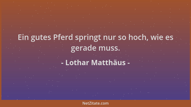 Lothar Matthäus - Ein gutes Pferd springt nur so hoch, wie es gerade muss....