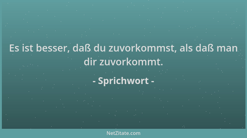 Sprichwort - Es ist besser, daß du zuvorkommst, als daß man dir zuvorkommt....