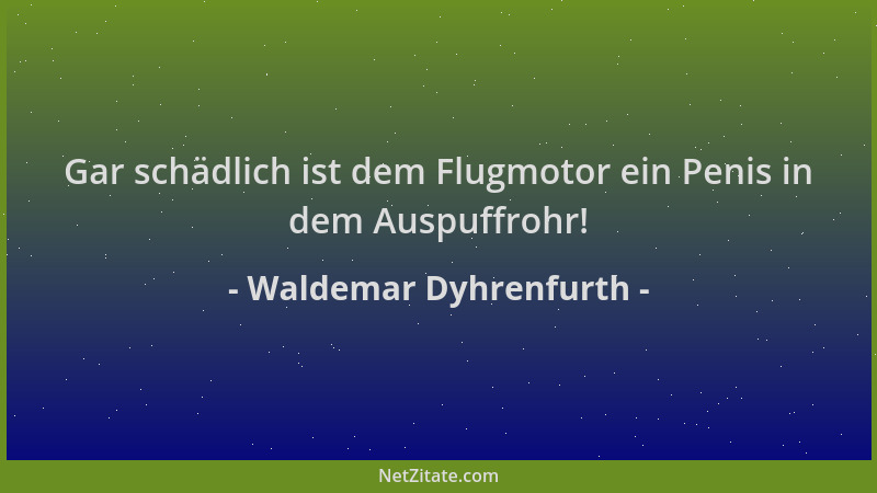 Waldemar Dyhrenfurth - Gar schädlich ist dem Flugmotor ein Penis in dem Auspuffrohr!...