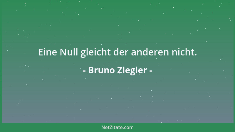 Bruno Ziegler - Eine Null gleicht der anderen nicht....
