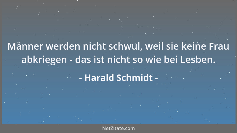 Harald Schmidt - Männer werden nicht schwul, weil sie keine Frau abkriegen - das ist nicht so wie bei Lesben....