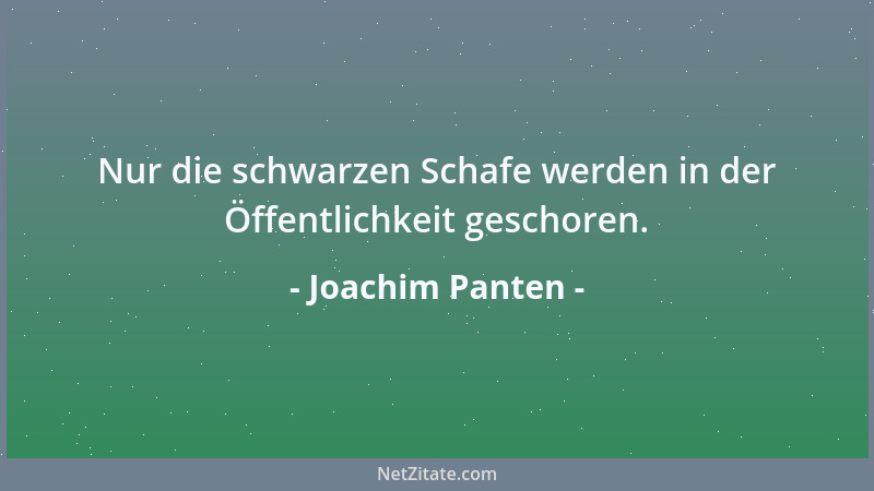 Joachim Panten - Nur die schwarzen Schafe werden in der Öffentlichkeit geschoren....