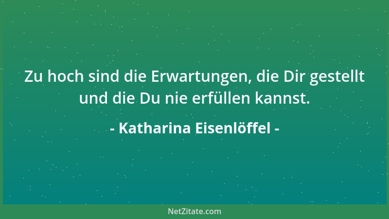 Katharina Eisenlöffel - Zu hoch sind die Erwartungen, die Dir gestellt und die Du nie erfüllen kannst....
