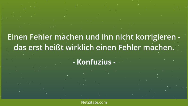 Konfuzius - Einen Fehler machen und ihn nicht korrigieren - das erst heißt wirklich einen Fehler machen....