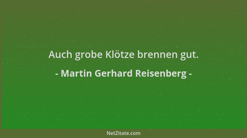 Martin Gerhard Reisenberg - Auch grobe Klötze brennen gut....