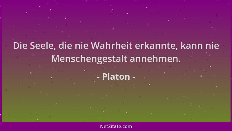 Platon - Die Seele, die nie Wahrheit erkannte, kann nie Menschengestalt annehmen....