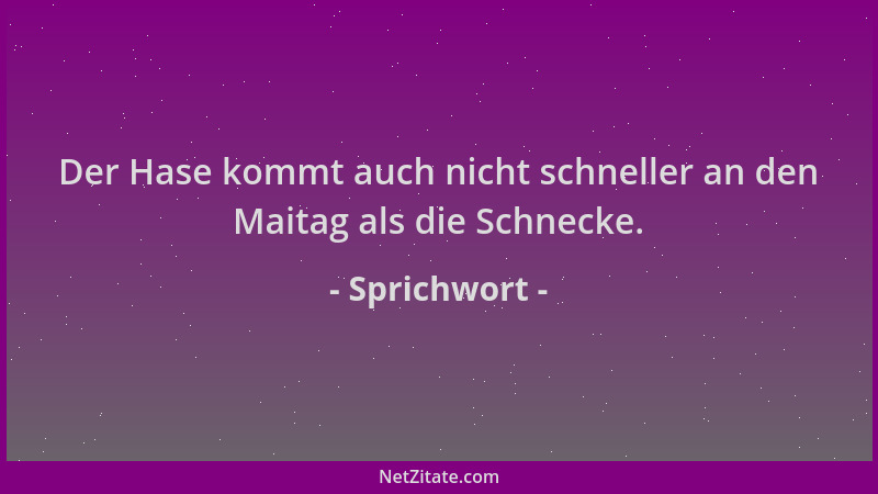 Sprichwort - Der Hase kommt auch nicht schneller an den Maitag als die Schnecke....