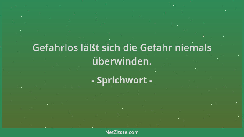 Sprichwort - Gefahrlos läßt sich die Gefahr niemals überwinden....