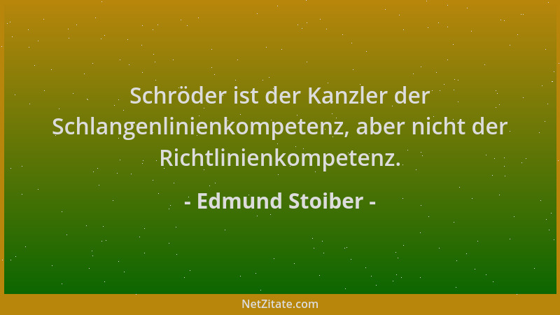 Edmund Stoiber - Schröder ist der Kanzler der Schlangenlinienkompetenz, aber nicht der Richtlinienkompetenz....