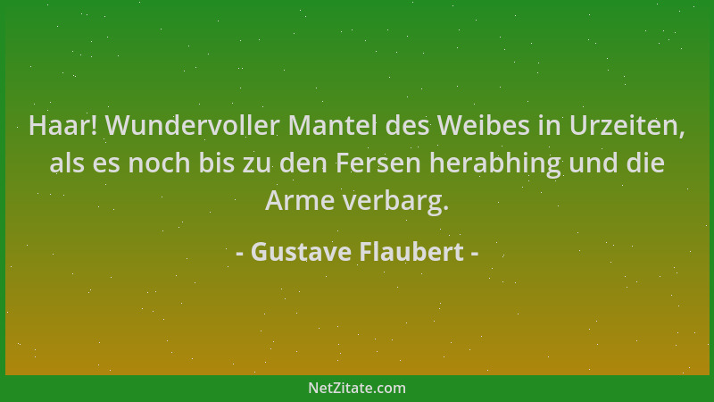 Gustave Flaubert - Haar! Wundervoller Mantel des Weibes in Urzeiten, als es noch bis zu den Fersen herabhing und die Arme v...