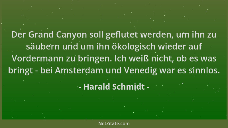 Harald Schmidt - Der Grand Canyon soll geflutet werden, um ihn zu säubern und um ihn ökologisch wieder auf Vordermann zu br...