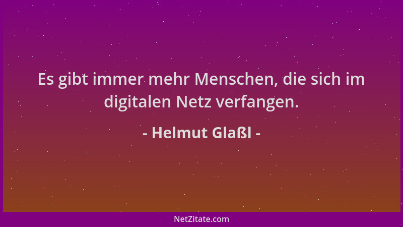 Helmut Glaßl - Es gibt immer mehr Menschen, die sich im digitalen Netz verfangen....
