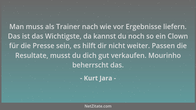 Kurt Jara - Man muss als Trainer nach wie vor Ergebnisse liefern. Das ist das Wichtigste, da kannst du noch so ein Clown fü...