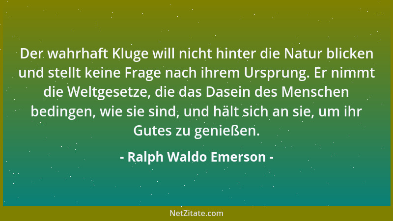 Ralph Waldo Emerson - Das ganze Leben ist ein Experiment....