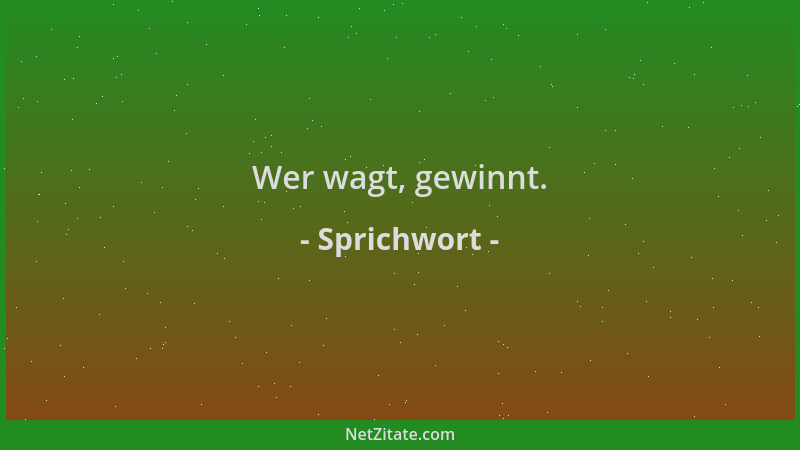 Sprichwort - Wer wagt, gewinnt....