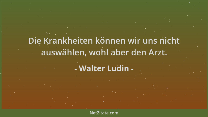 Walter Ludin - Die Krankheiten können wir uns nicht auswählen, wohl aber den Arzt....
