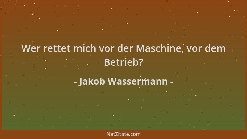 Jakob Wassermann - Wer rettet mich vor der Maschine, vor dem Betrieb?...