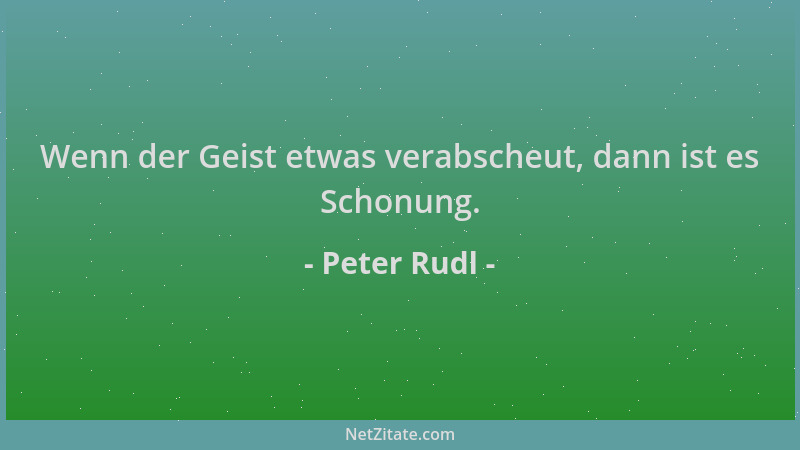 Peter Rudl - Wenn der Geist etwas verabscheut, dann ist es Schonung....