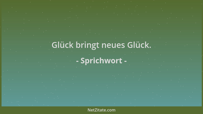 Sprichwort - Glück bringt neues Glück....