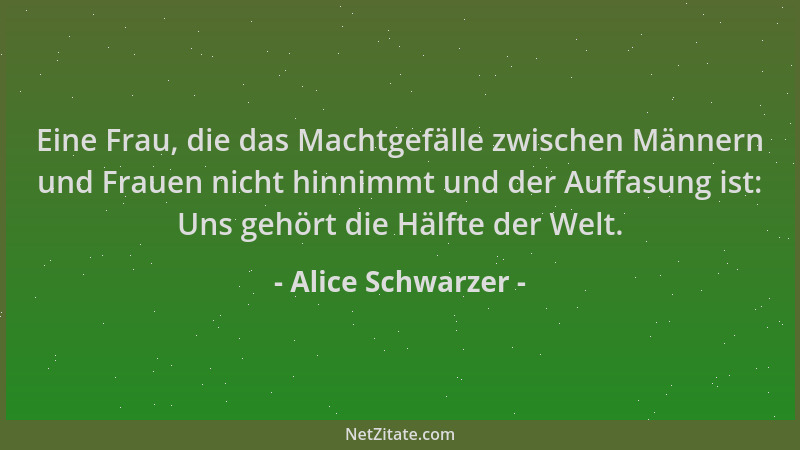 Alice Schwarzer - Eine Frau, die das Machtgefälle zwischen Männern und Frauen nicht hinnimmt und der Auffasung ist: Uns geh...