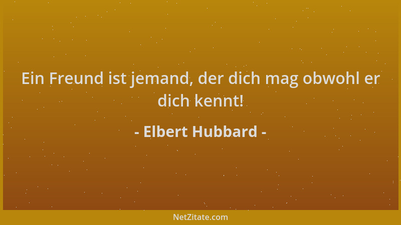 Elbert Hubbard - Ein Freund ist jemand, der dich mag obwohl er dich kennt!...