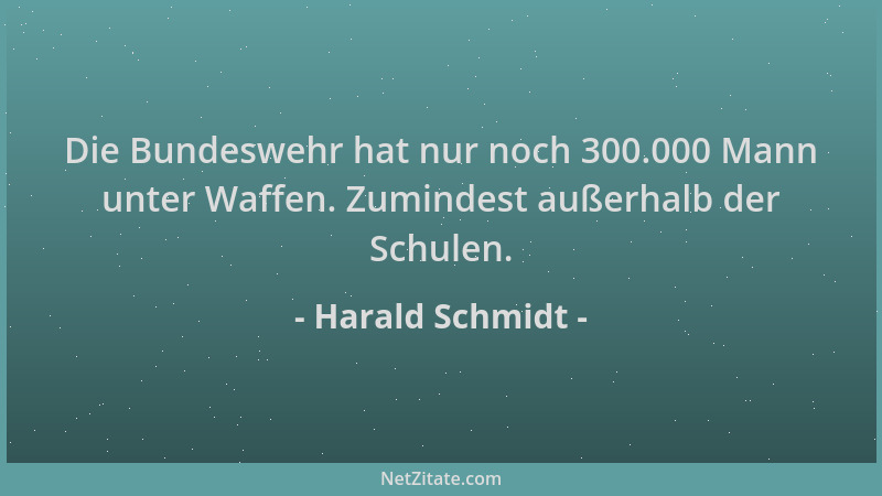 Harald Schmidt - Die Bundeswehr hat nur noch 300.000 Mann unter Waffen. Zumindest außerhalb der Schulen....
