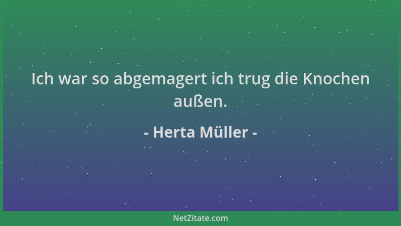 Herta Müller - Ich war so abgemagert ich trug die Knochen außen....