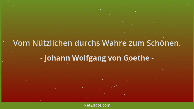 Johann Wolfgang von Goethe - Vom Nützlichen durchs Wahre zum Schönen....