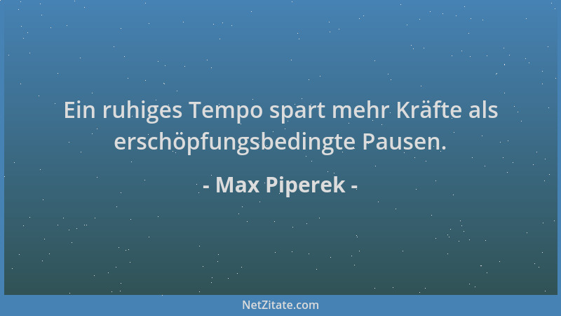 Max Piperek - Ein ruhiges Tempo spart mehr Kräfte als erschöpfungsbedingte Pausen....